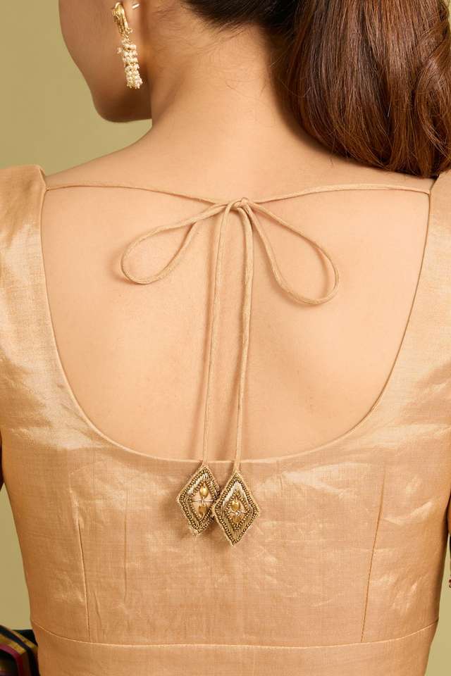 Gold Pure Tissue Cotton Embroidered Blouse thumbnail image number null