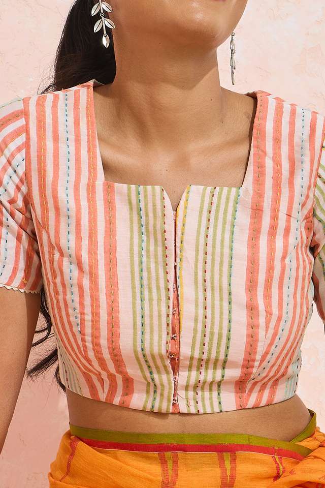 Multi Pure Silk Cotton Printed Embroidery Blouse thumbnail image number null