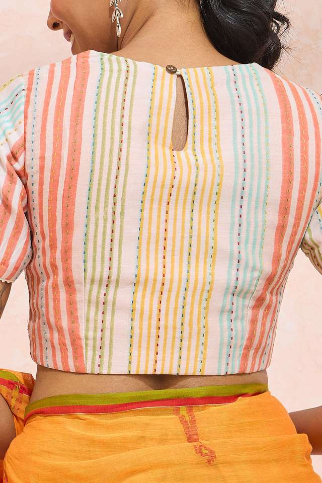 Multi Pure Silk Cotton Printed Embroidery Blouse thumbnail image number null