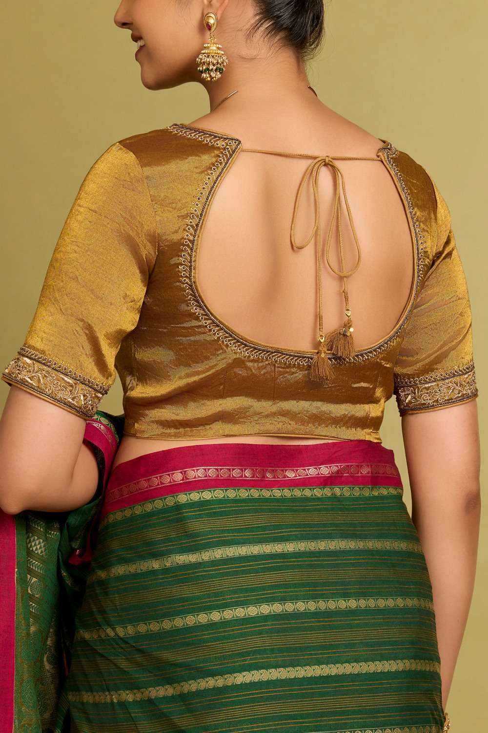 Gold Metalised Cotton Embroidered Blouse image number null