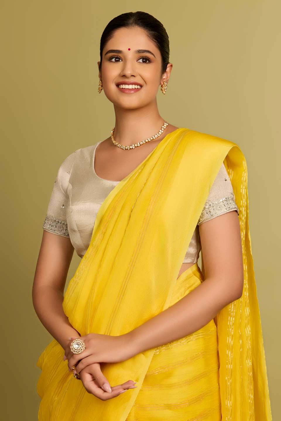 Silver Metalised Cotton Embroidered Blouse