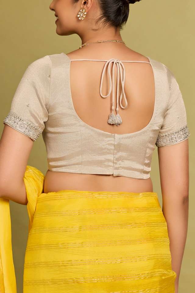 Silver Metalised Cotton Embroidered Blouse thumbnail image number null