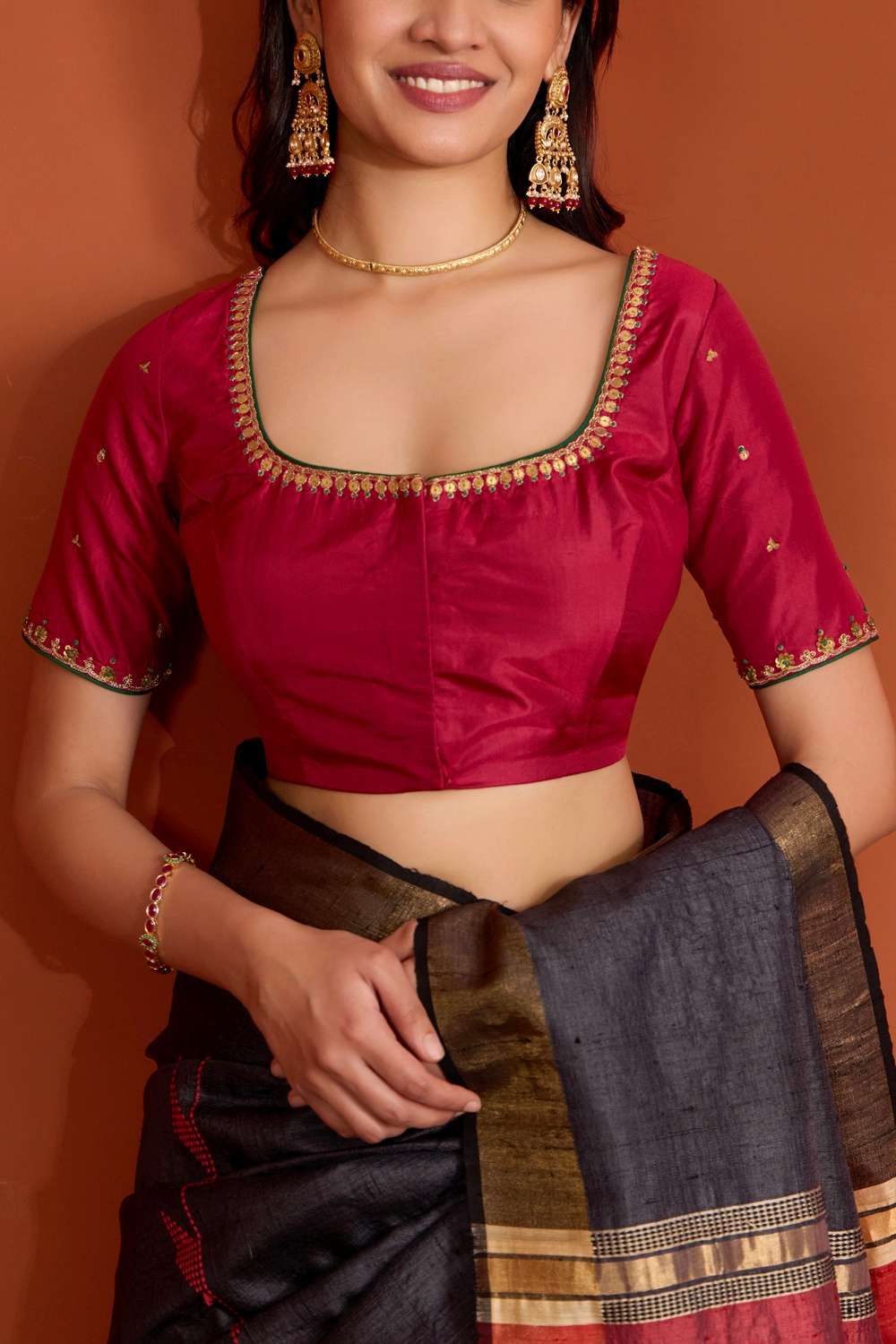 Pink Pure Silk Sequin Blouse image number null