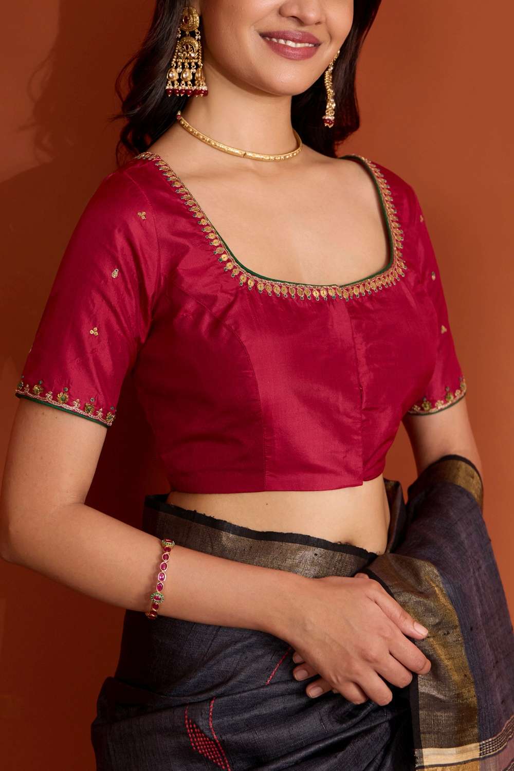 Pink Pure Silk Sequin Blouse image number null