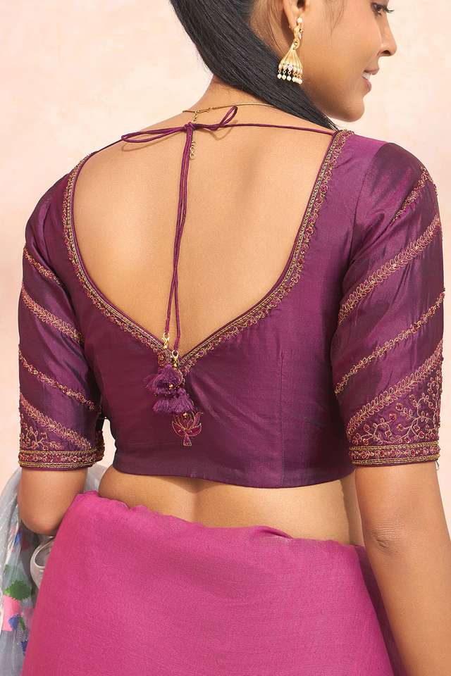 Violet Pure Silk Embroidered Blouse thumbnail image number null