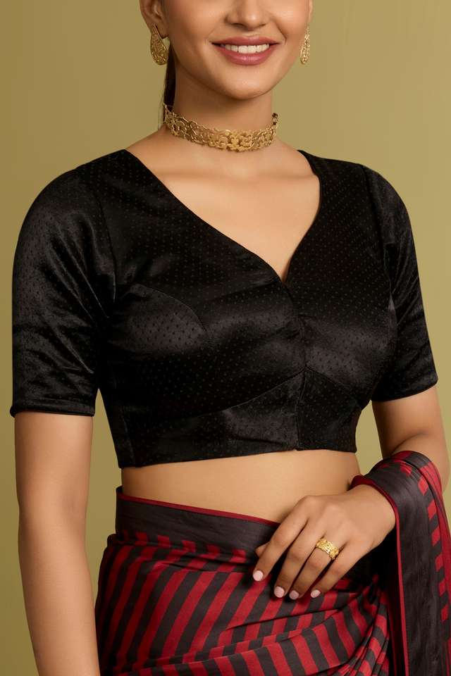 Black Woven Cotton Viscose Blouse thumbnail image number null