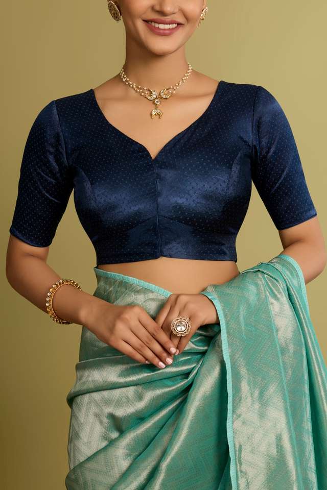 Dark Blue Woven Cotton Viscose Blouse thumbnail image number null