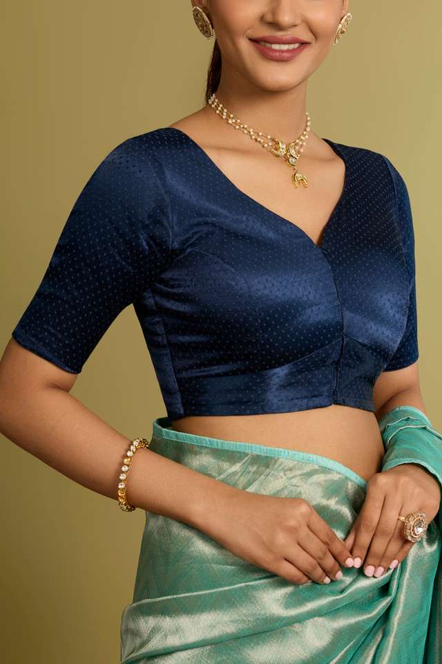 Dark Blue Woven Cotton Viscose Blouse thumbnail image number null
