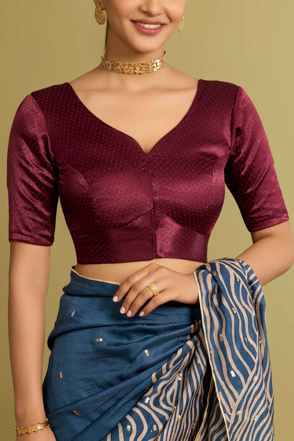 Dark Pink Woven Cotton Viscose Blouse image number null