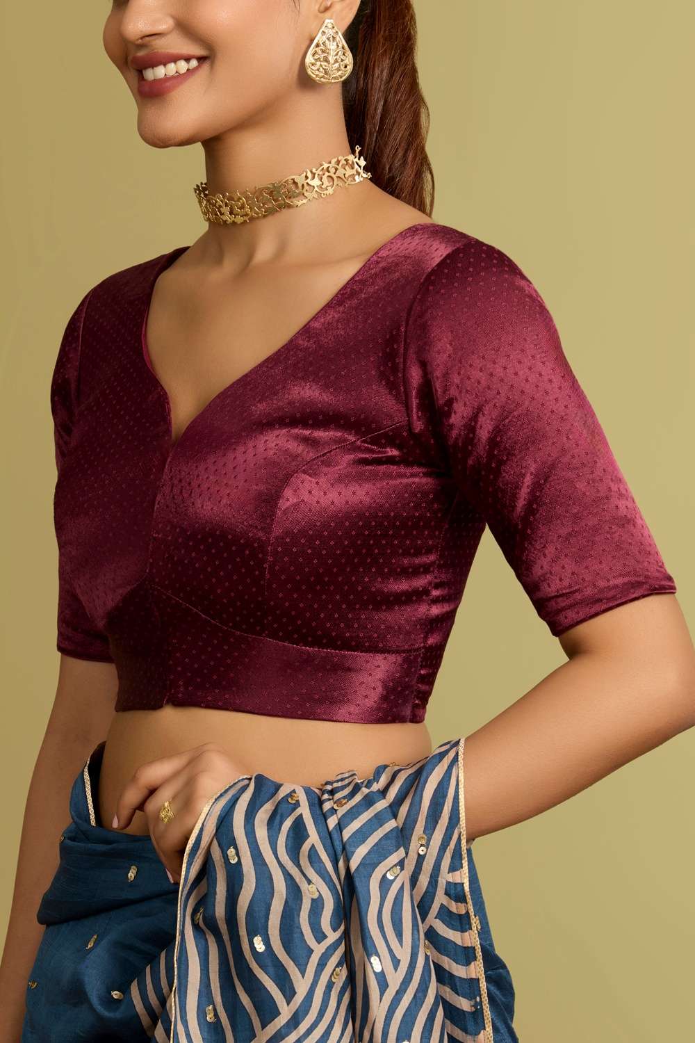 Dark Pink Woven Cotton Viscose Blouse image number null