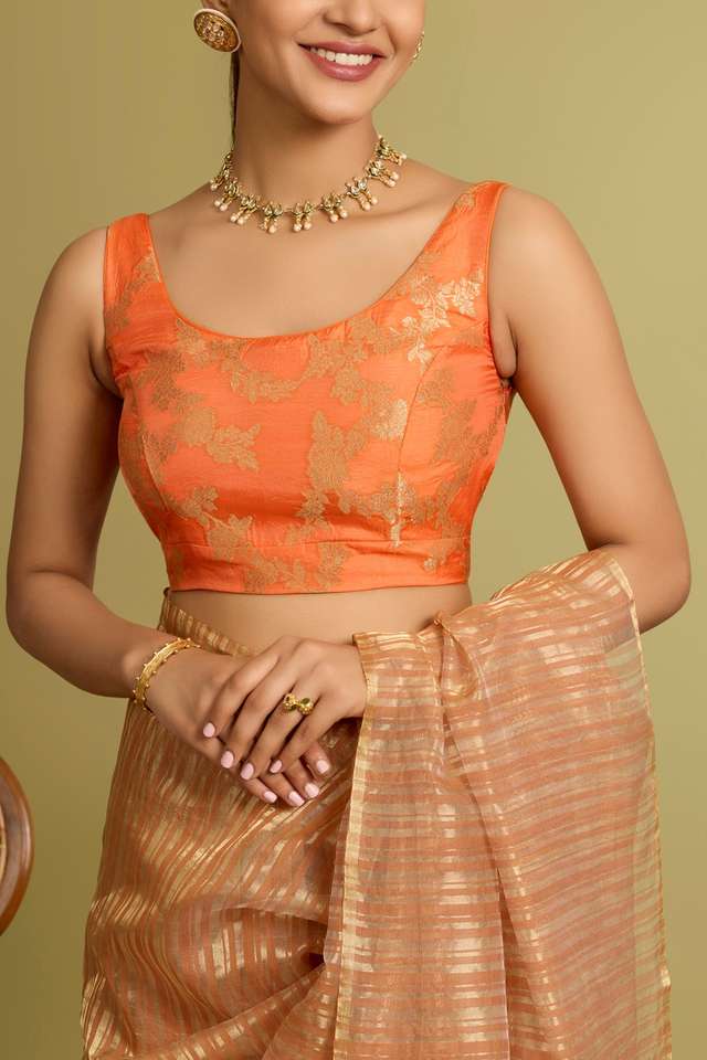 Orange Viscose Cutwork Blouse thumbnail image number null