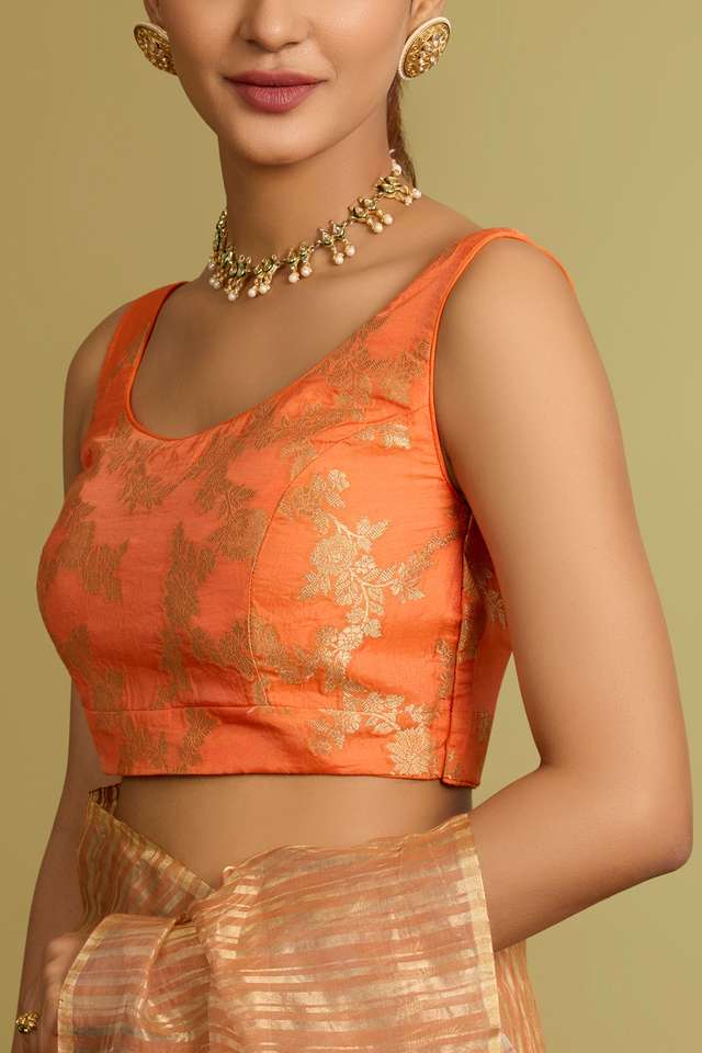 Orange Viscose Cutwork Blouse thumbnail image number null