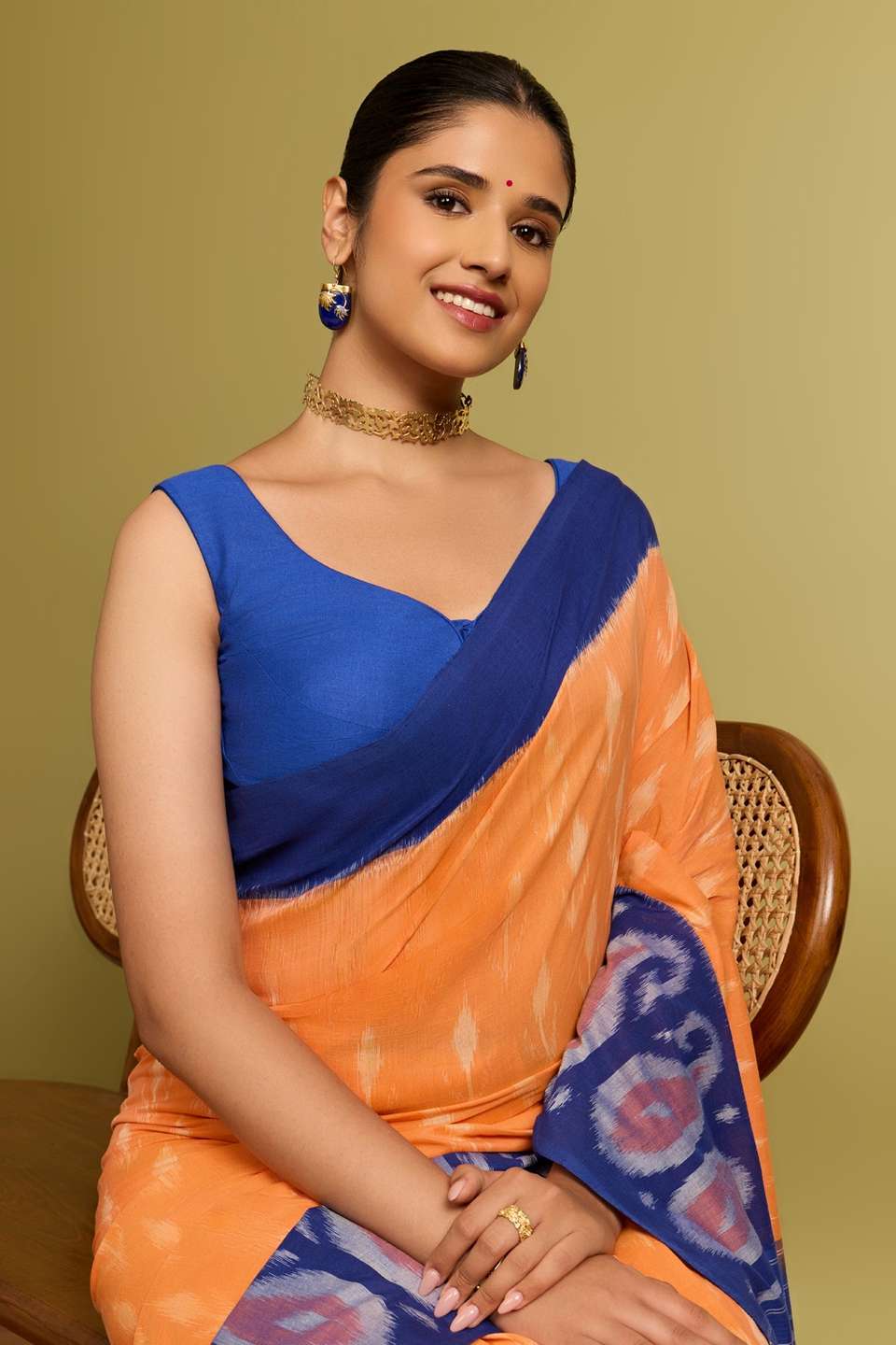 Blue Viscose Silk Woven Blouse
