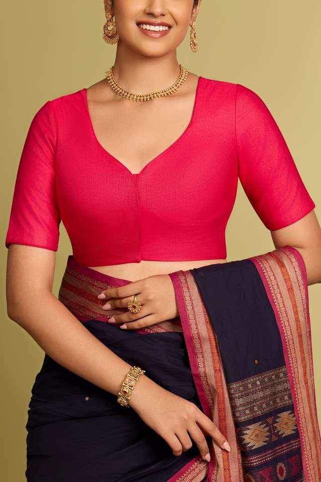 Dark Pink Viscose Silk Woven Blouse thumbnail image number null