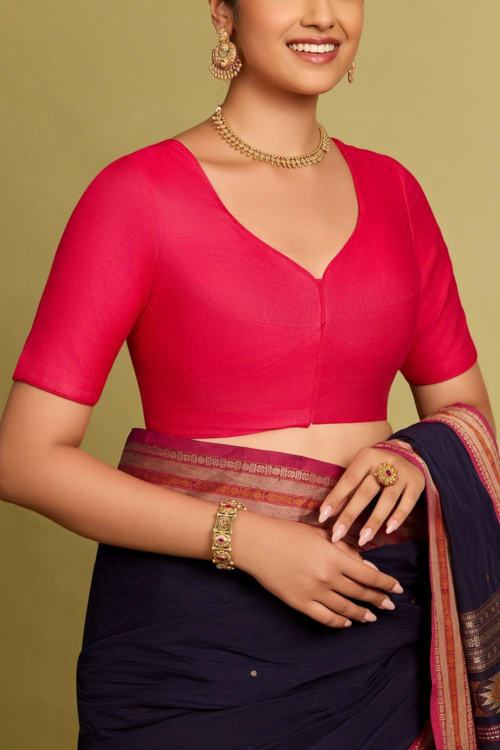 Dark Pink Viscose Silk Woven Blouse image number null