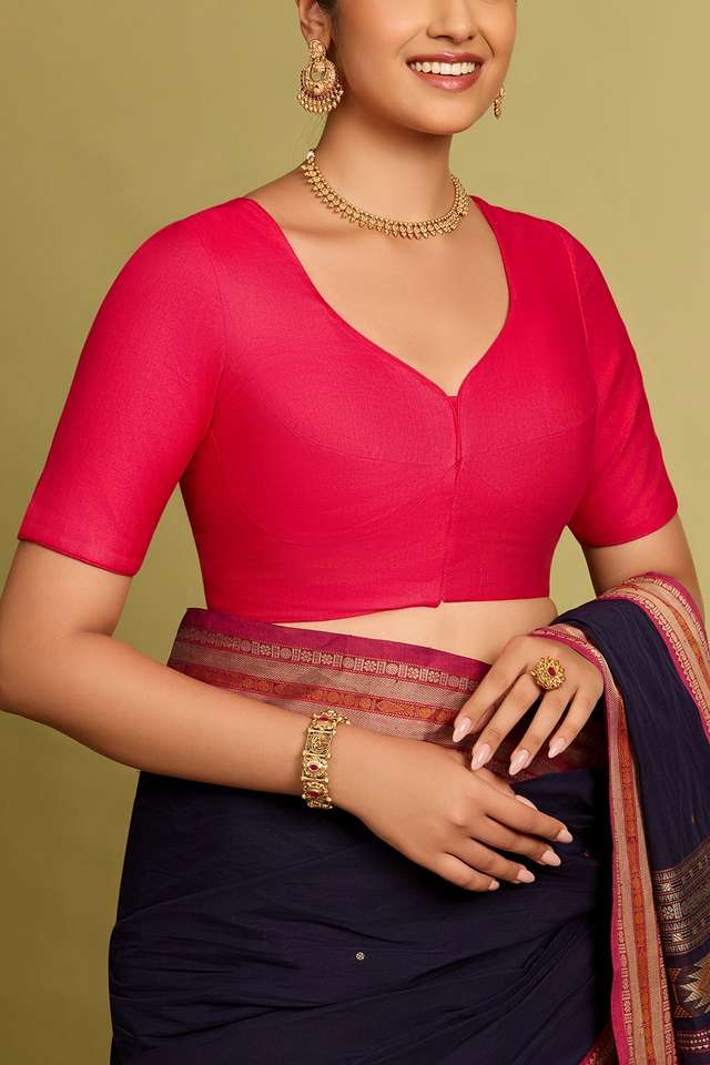 Dark Pink Viscose Silk Woven Blouse thumbnail image number null