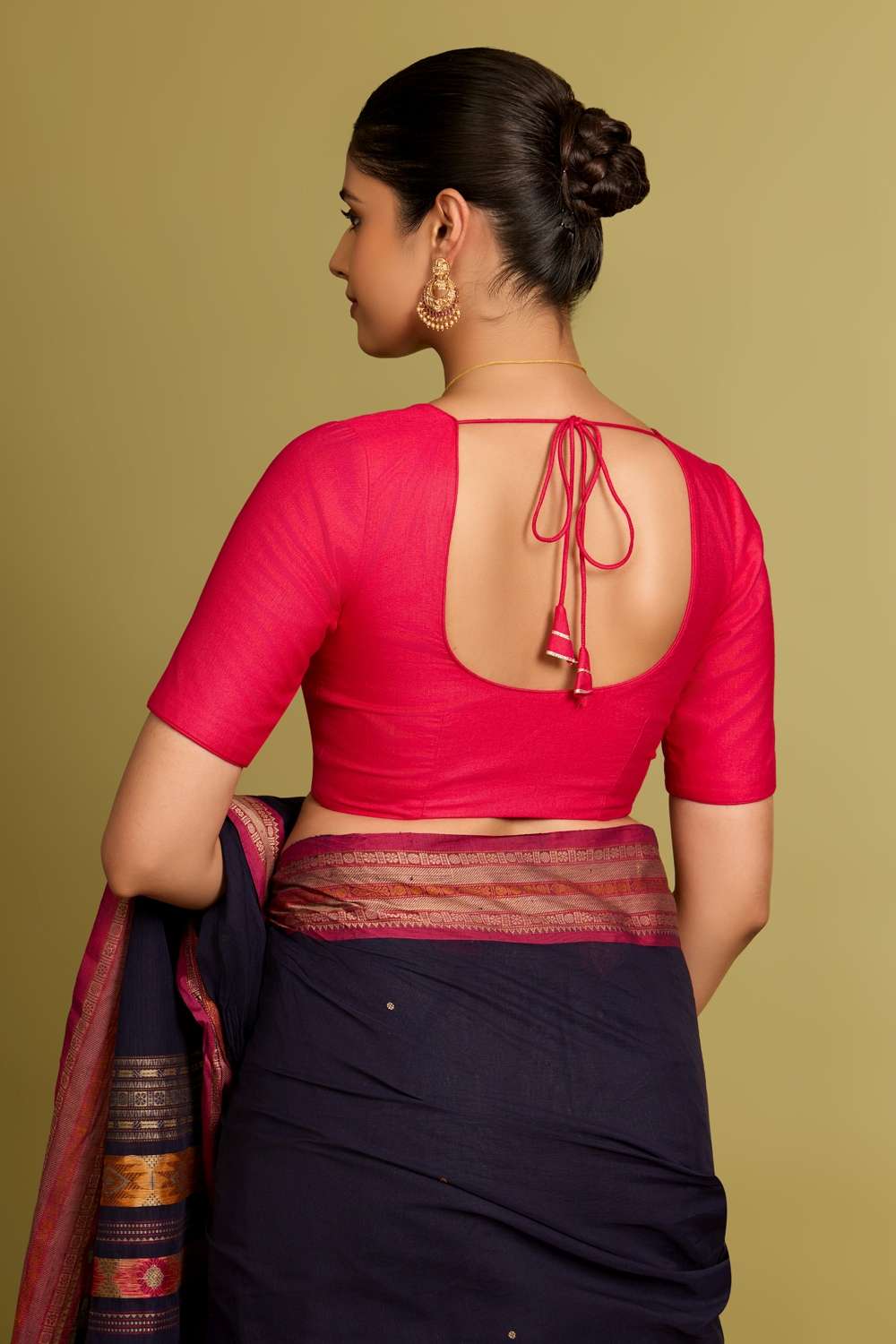Dark Pink Viscose Silk Woven Blouse image number null