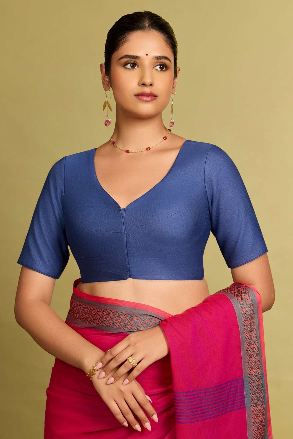 Blue Viscose Silk Woven Blouse image number null