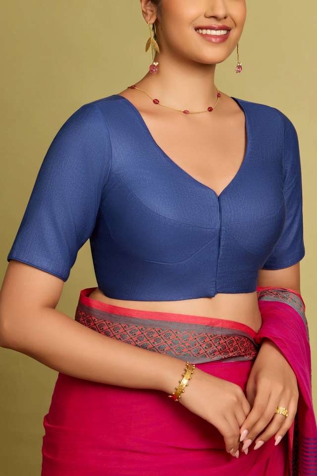 Blue Viscose Silk Woven Blouse thumbnail image number null