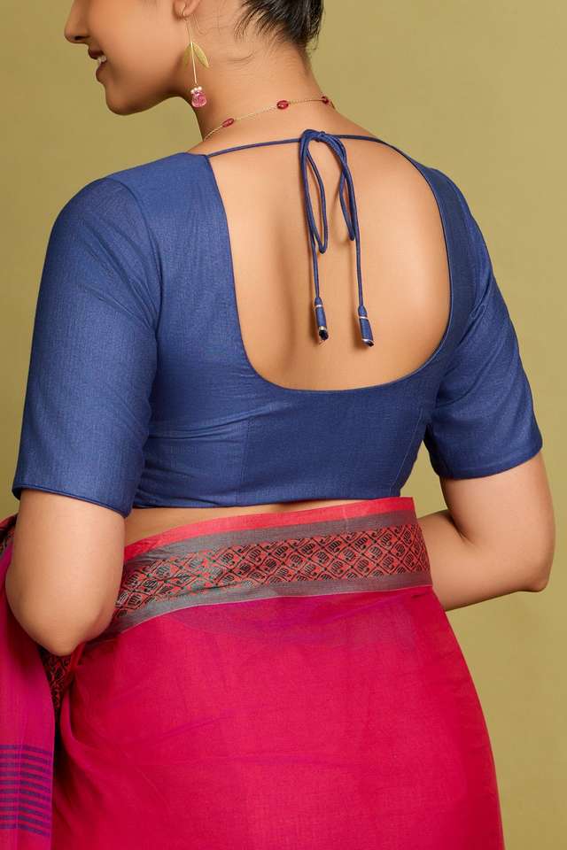 Blue Viscose Silk Woven Blouse thumbnail image number null