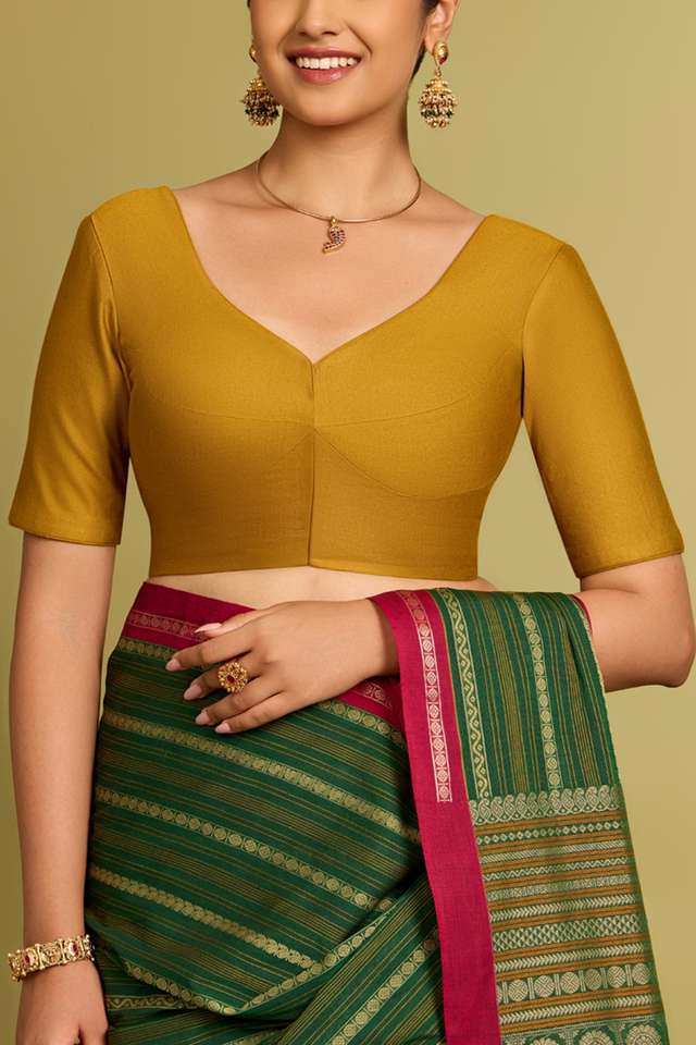 Green Viscose Silk Woven Blouse thumbnail image number null