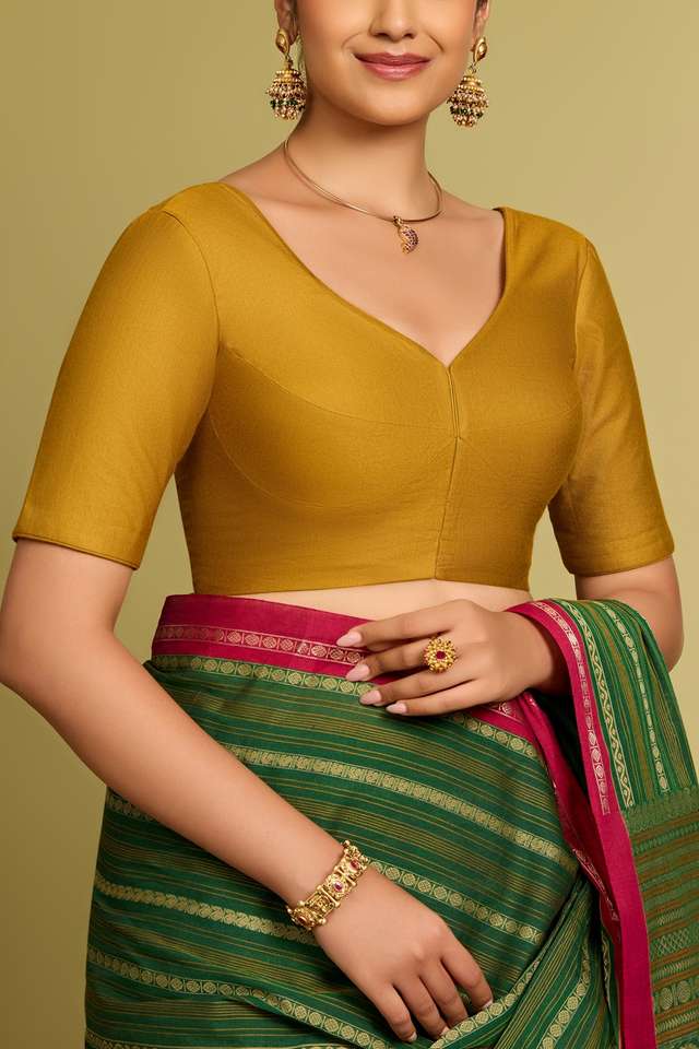 Green Viscose Silk Woven Blouse thumbnail image number null