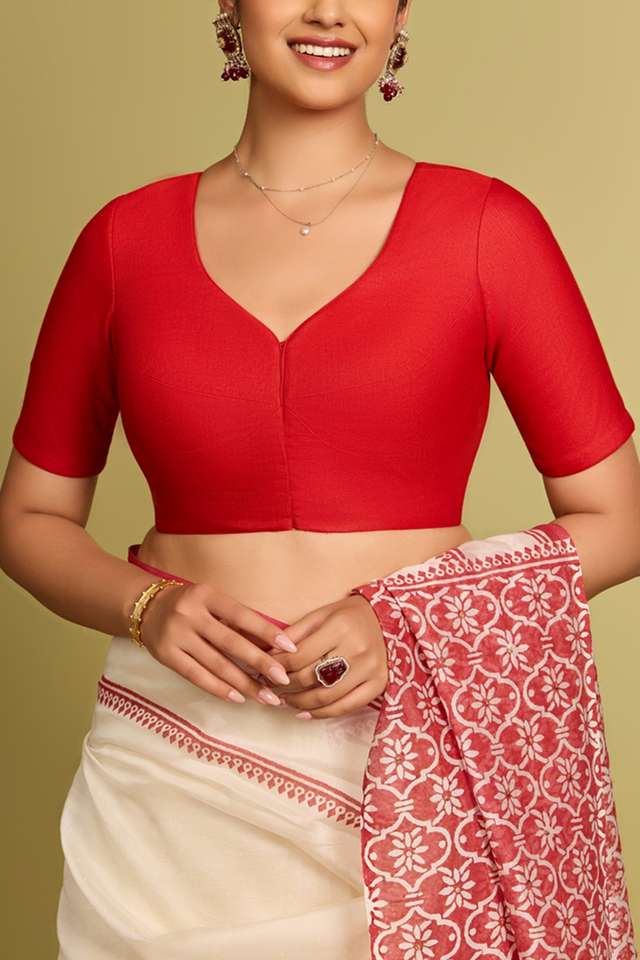 Red Viscose Silk Woven Blouse thumbnail image number null