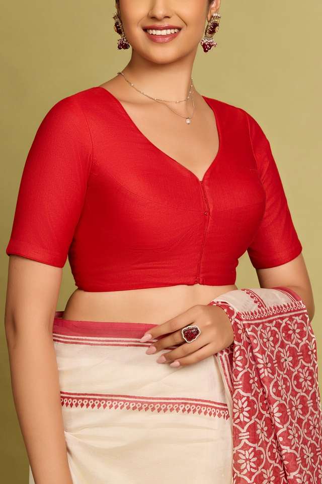 Red Viscose Silk Woven Blouse thumbnail image number null