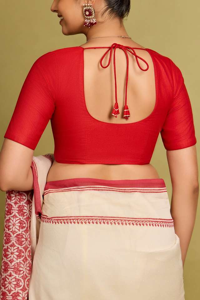 Red Viscose Silk Woven Blouse thumbnail image number null