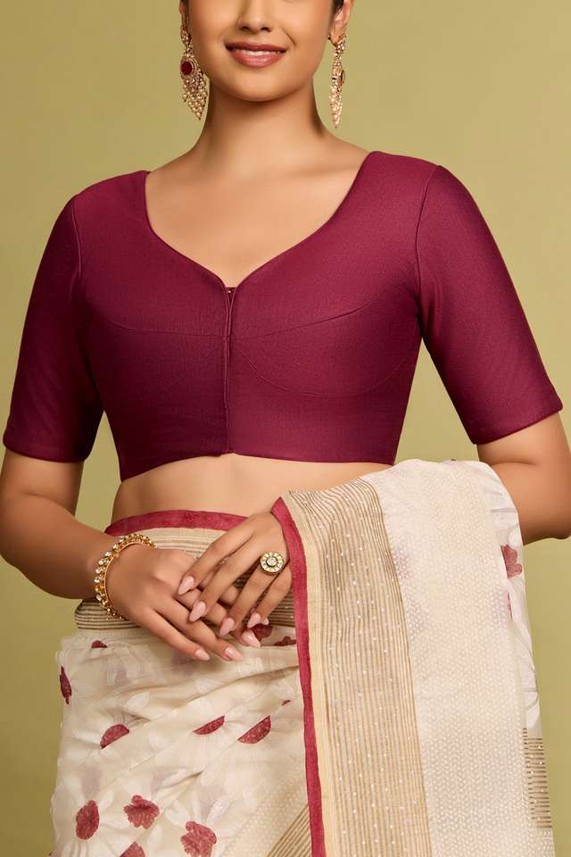 Dark Violet Viscose Silk Woven Blouse thumbnail image number null