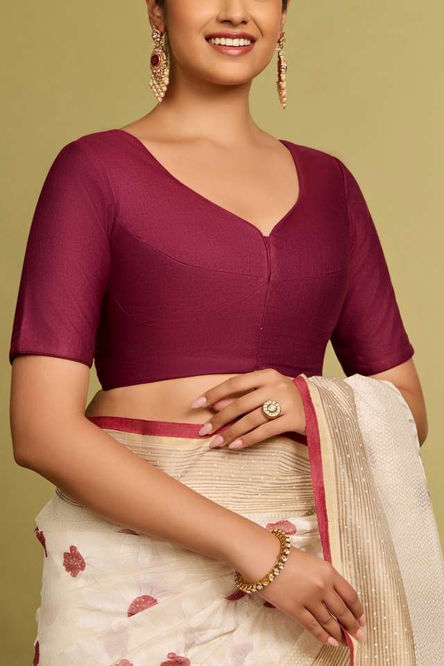 Dark Violet Viscose Silk Woven Blouse thumbnail image number null