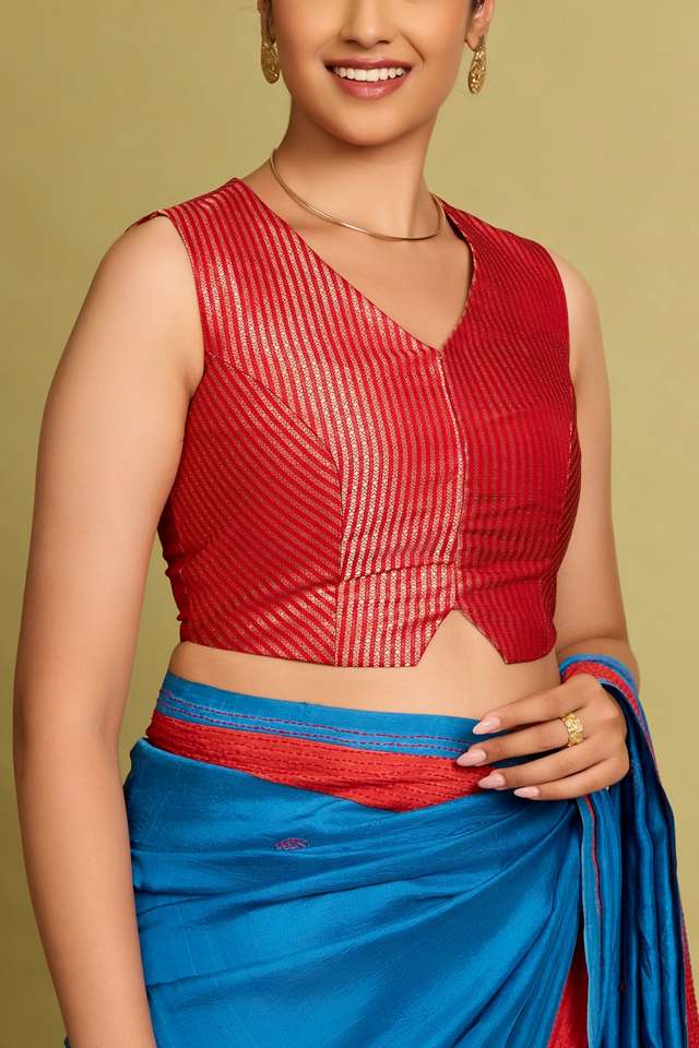 Red Viscose Brocade Blouse thumbnail image number null