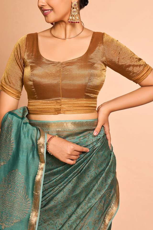 Gold Pure Viscose Woven Blouse thumbnail image number null