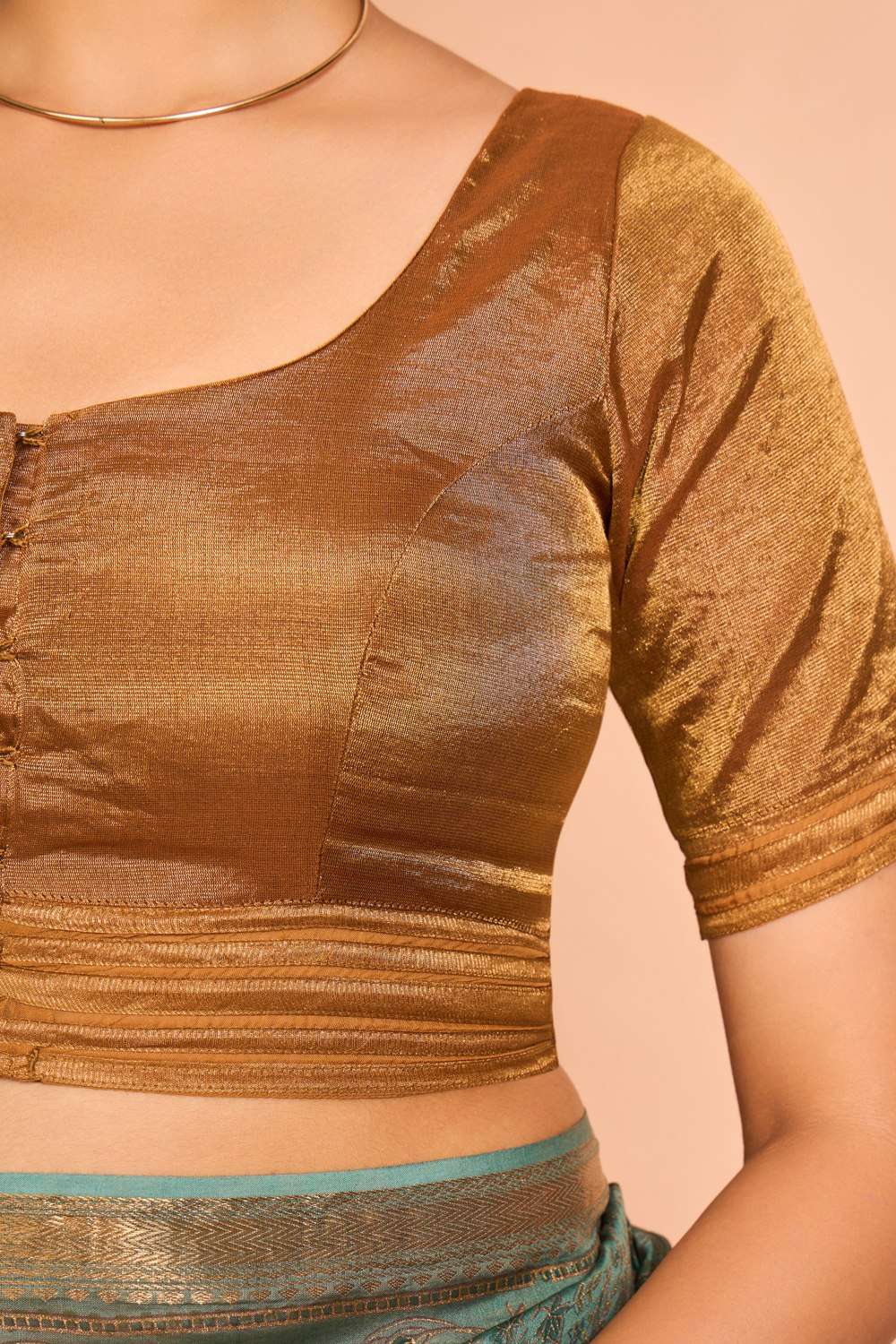 Gold Pure Viscose Woven Blouse image number null