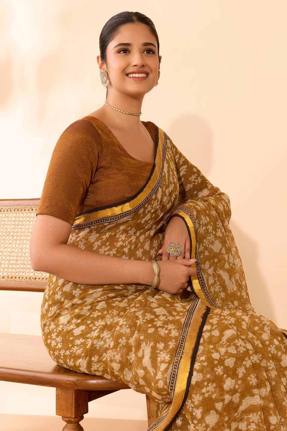 Gold Woven Viscose Blouse