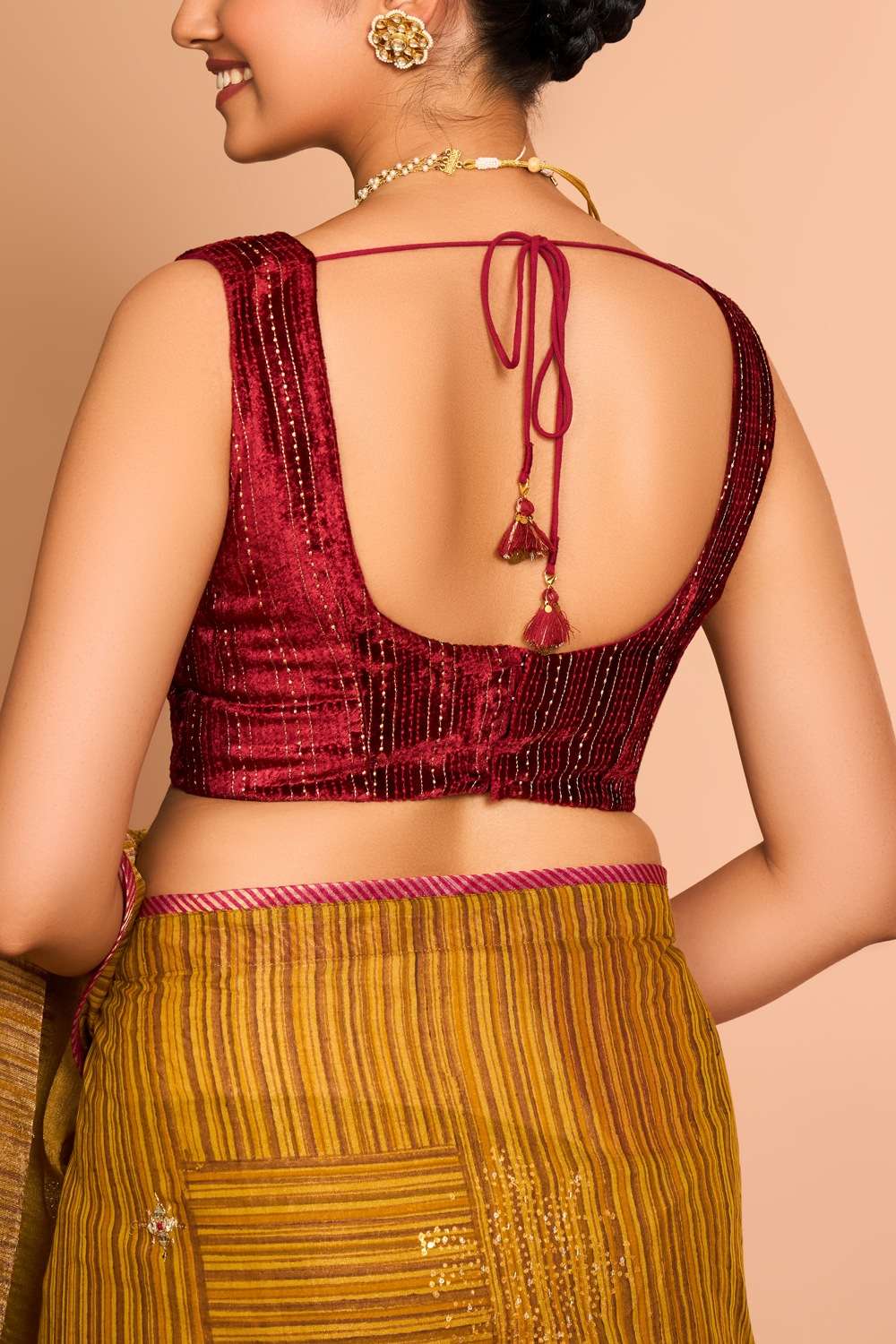 Dark Red Viscose Embroidered Blouse image number null