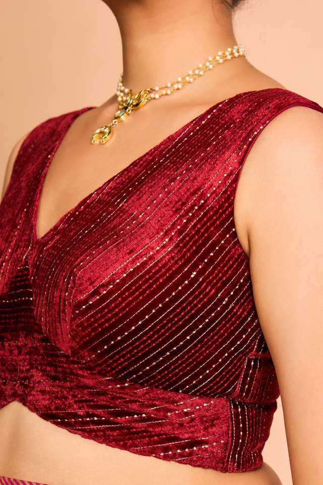 Dark Red Viscose Embroidered Blouse thumbnail image number null