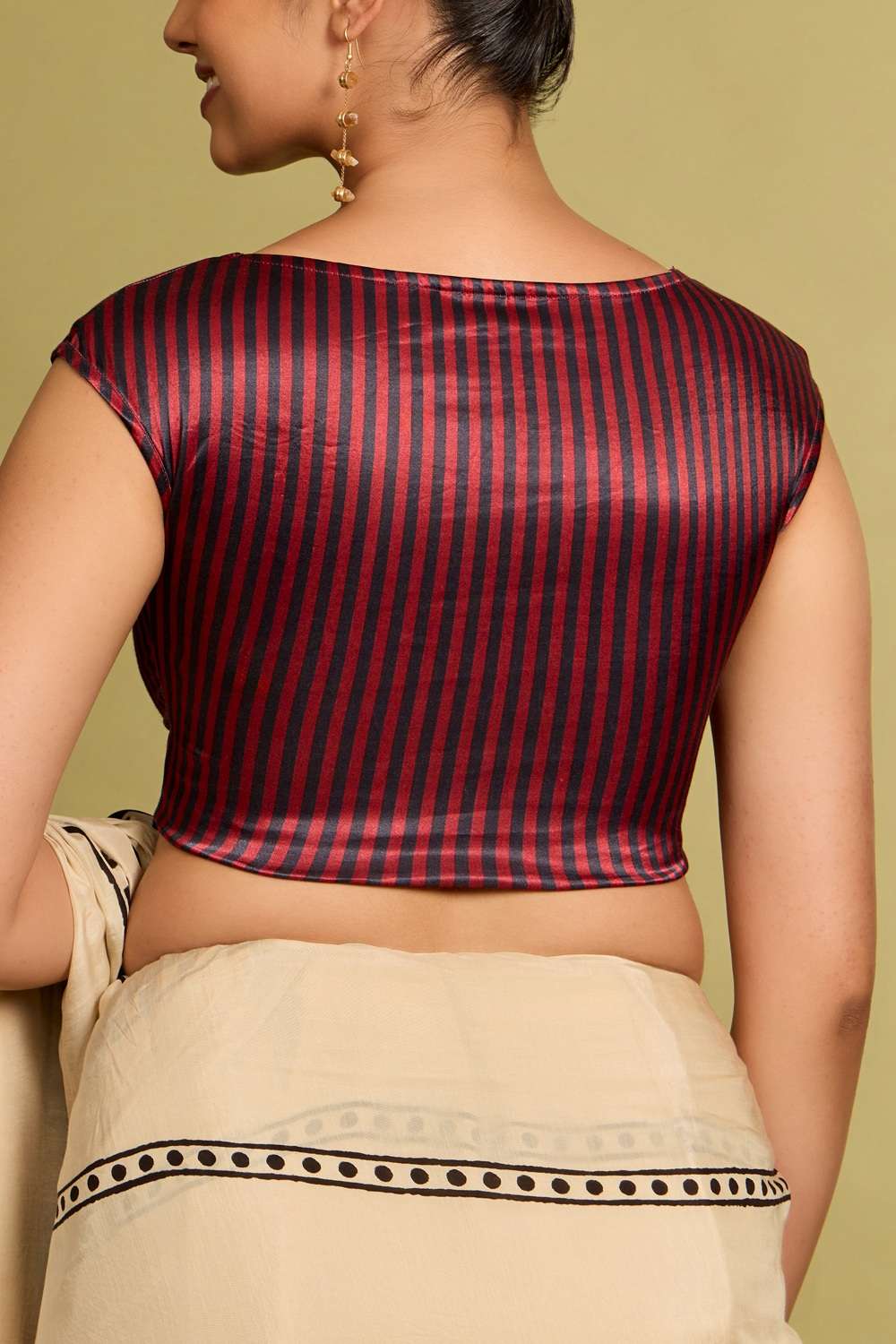 Dark Red Viscose Cotton Printed Blouse image number null