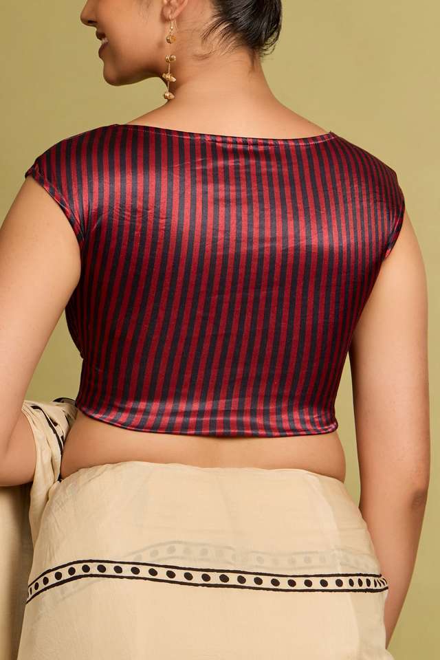 Dark Red Viscose Cotton Printed Blouse thumbnail image number null