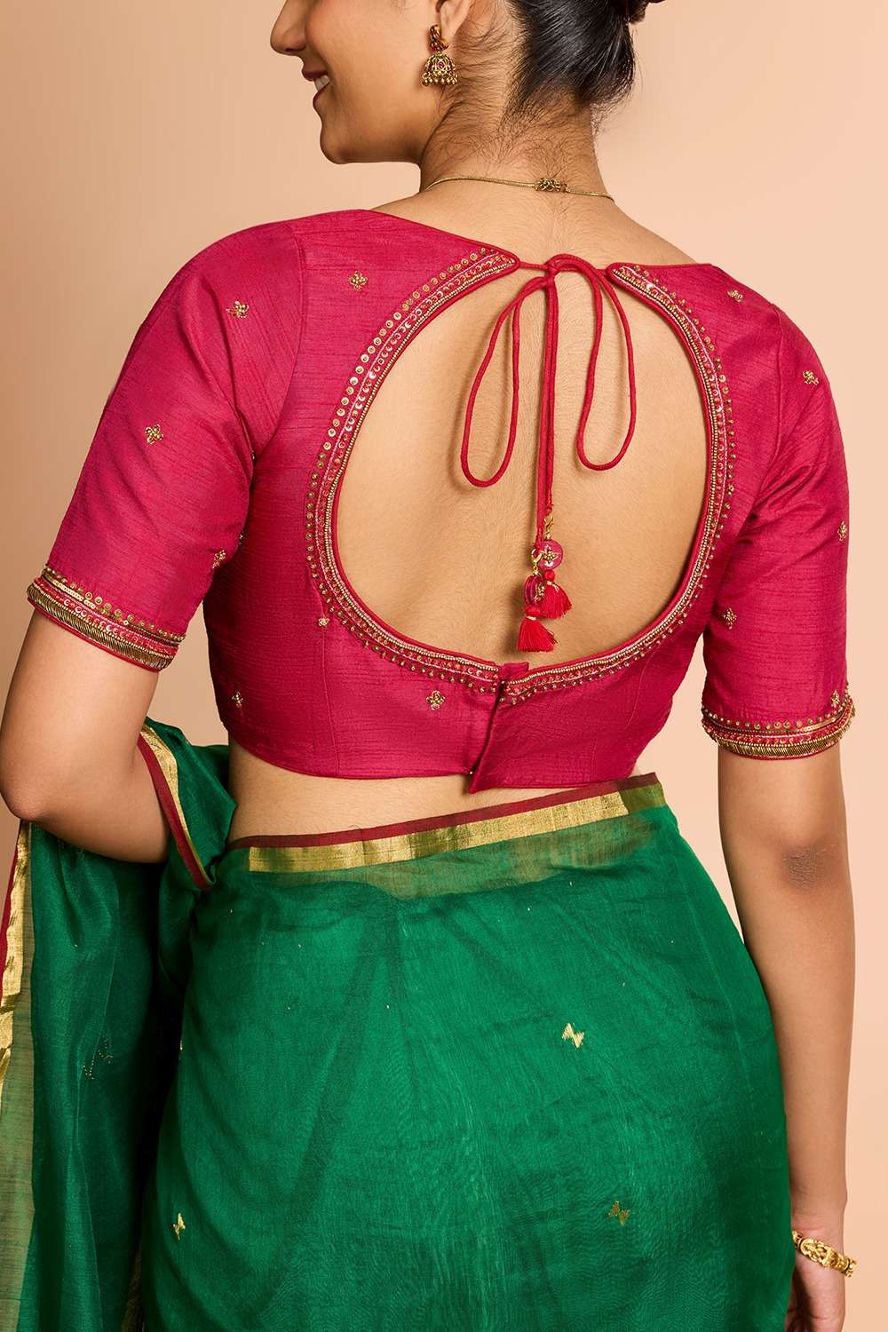 Dark Pink Embroidered Viscose Blouse image number null