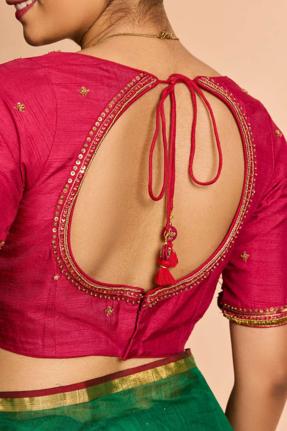 Dark Pink Embroidered Viscose Blouse image number null