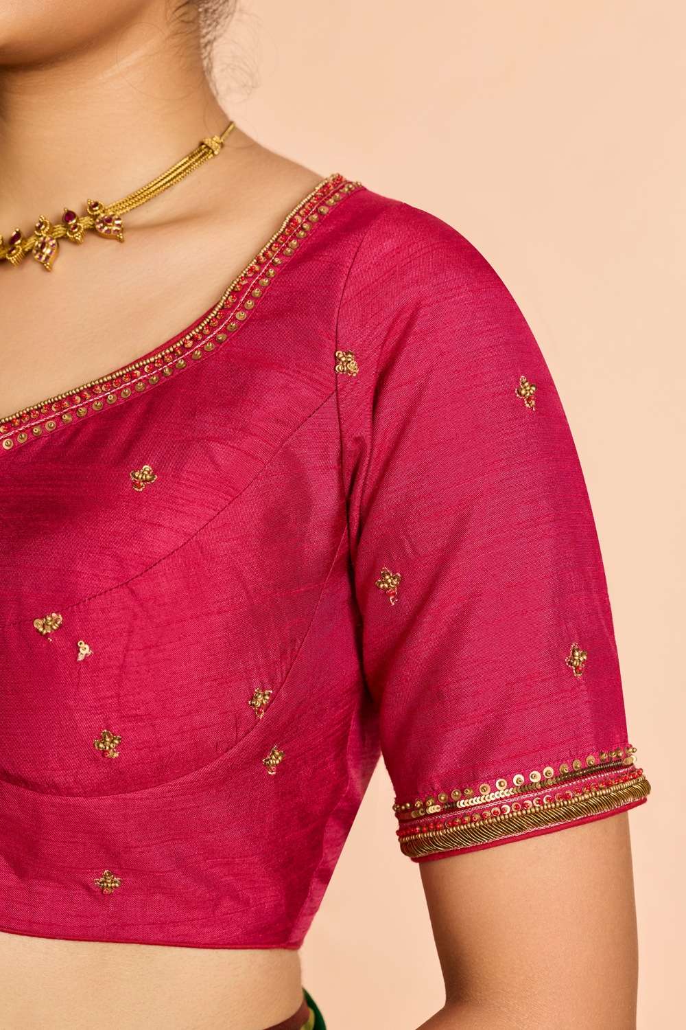 Dark Pink Embroidered Viscose Blouse image number null