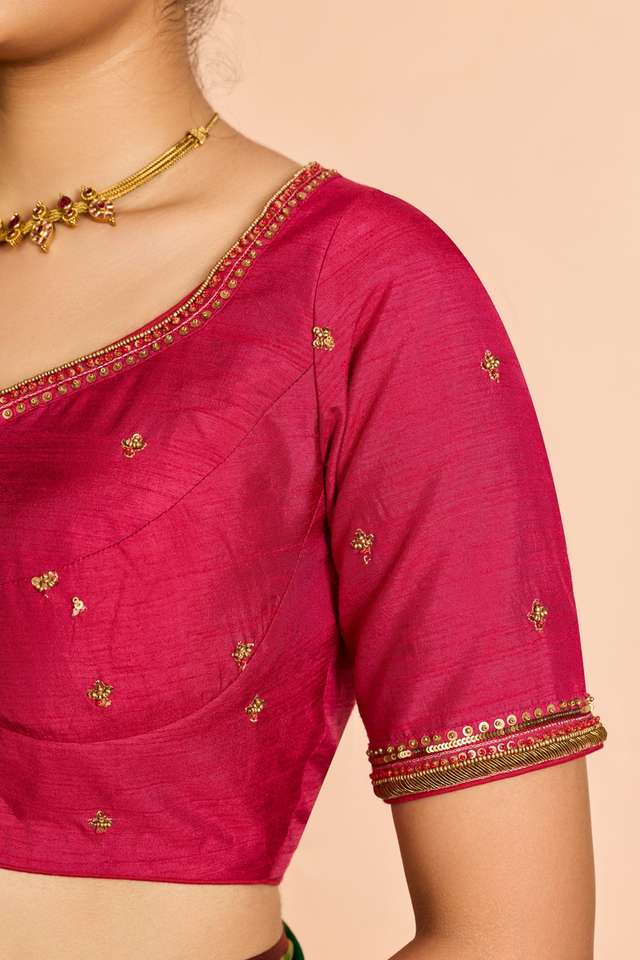 Dark Pink Embroidered Viscose Blouse thumbnail image number null