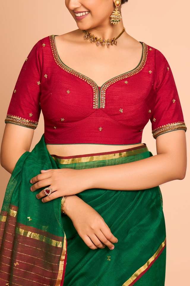 Red Viscose Embroidered Blouse thumbnail image number null