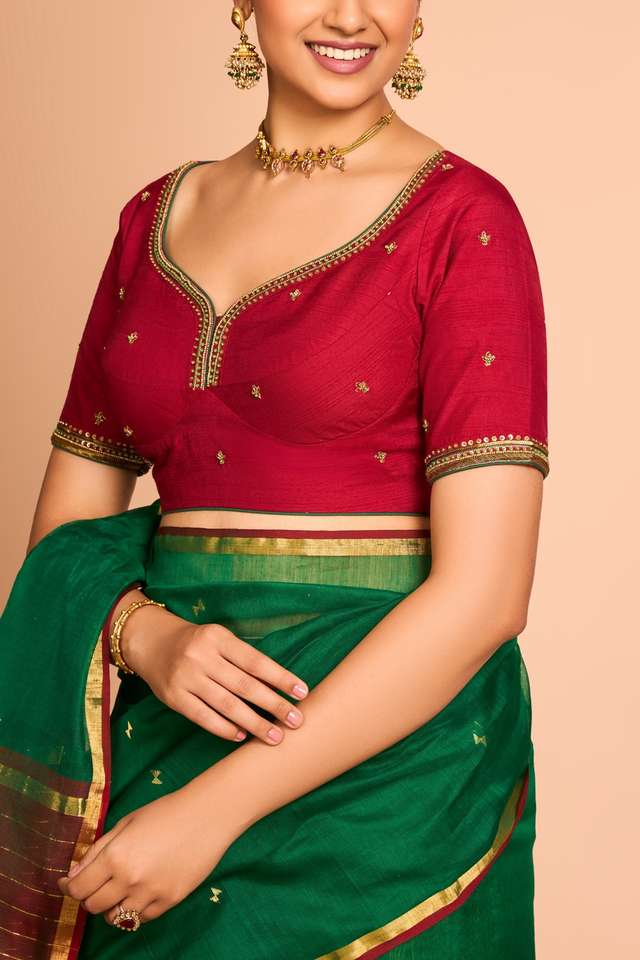 Red Viscose Embroidered Blouse thumbnail image number null