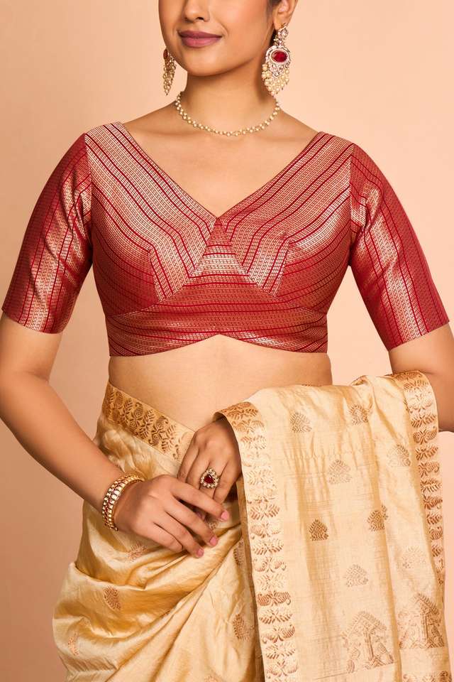 Red Viscose Brocade Blouse thumbnail image number null