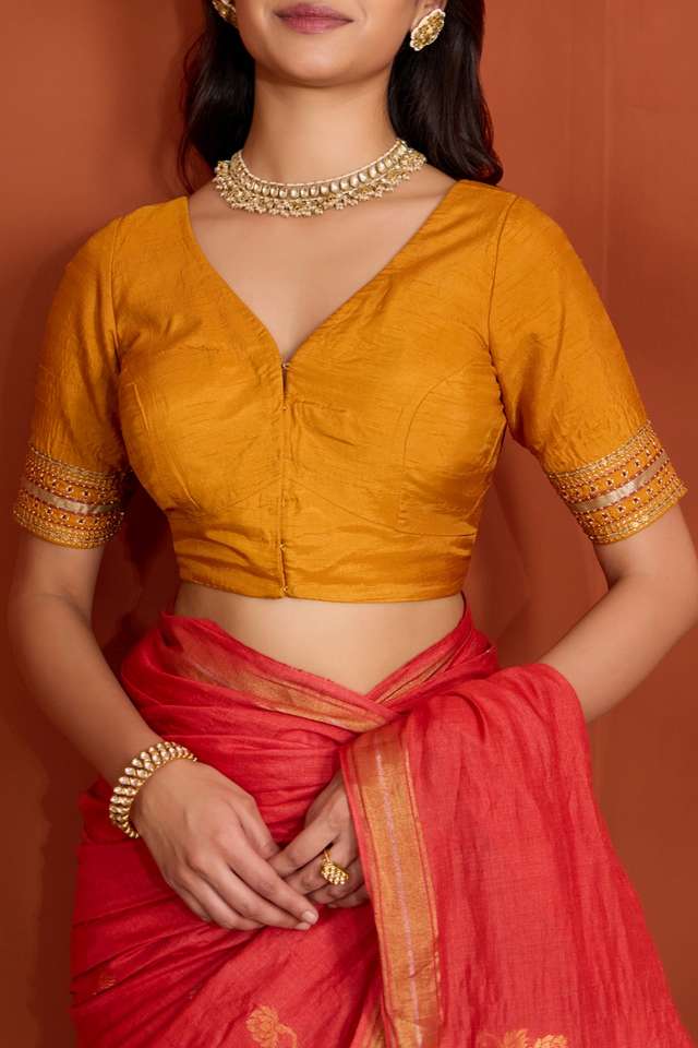 Yellow Viscose Embroidered Blouse thumbnail image number null