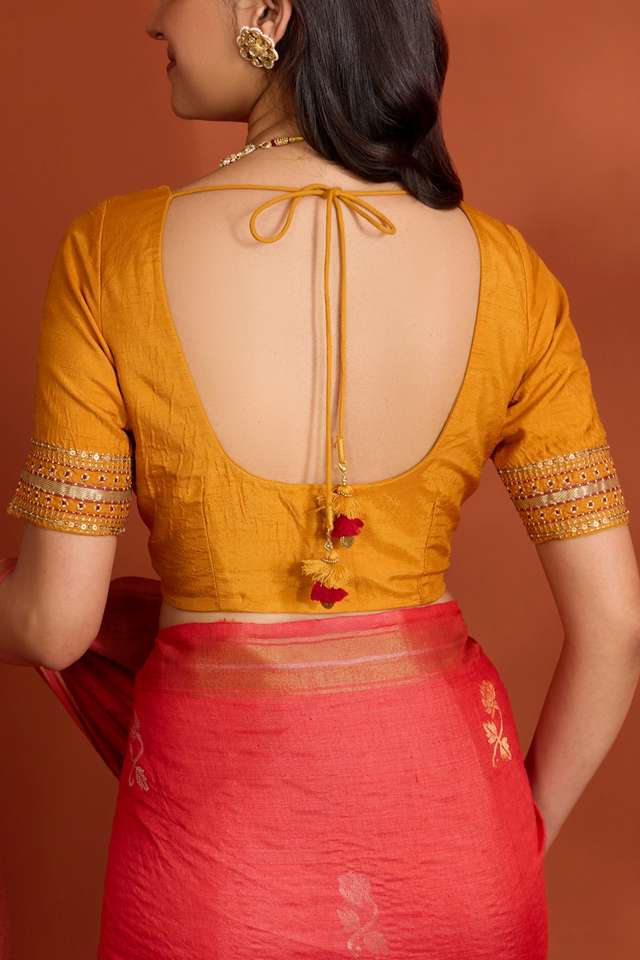 Yellow Viscose Embroidered Blouse thumbnail image number null