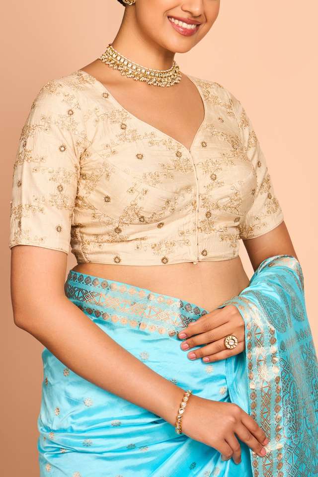 Off White Viscose Embroidered Blouse thumbnail image number null