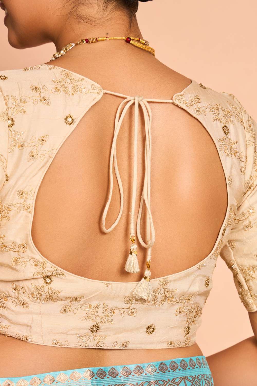 Off White Viscose Embroidered Blouse image number null
